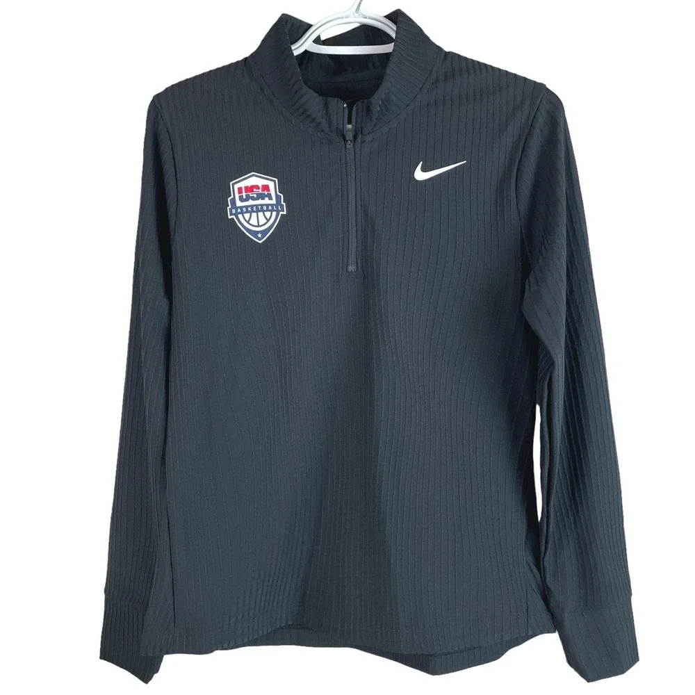 Nike USA Basketball Pullover Womens‎ S Black Dri-FIT ADV 1/4 Zip Ribbed